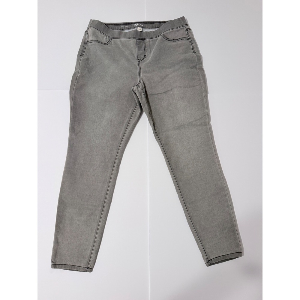 Style & Co Gray Denim Look Pull On Jeggings Petite Large PL Leggings